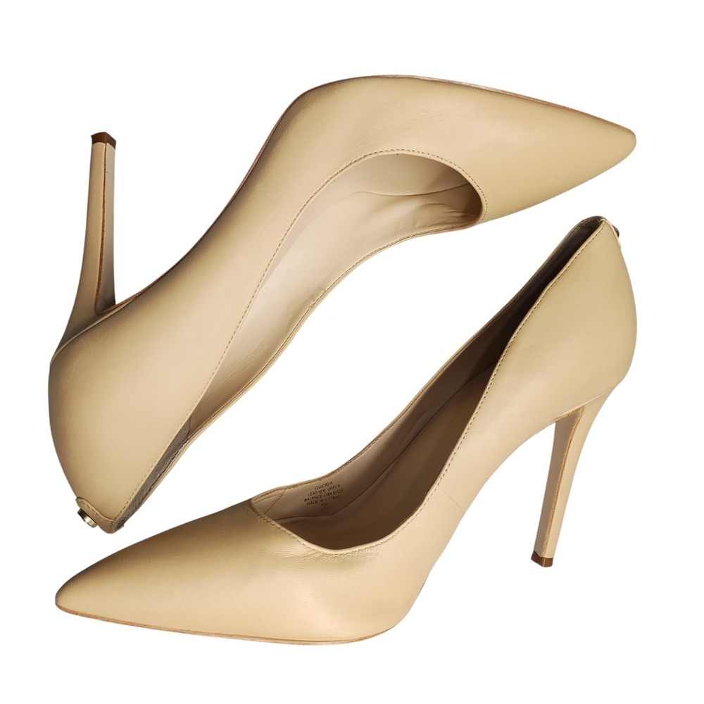 Guess Crew Pump Stiletto Heels Women 10M Brown Upper Leather Pointed Toe Slip On